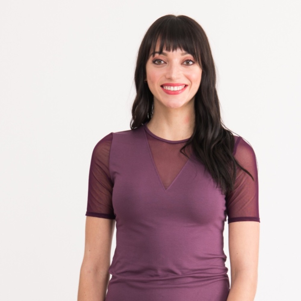 Agnes & Dora Sheer V Neck NWT